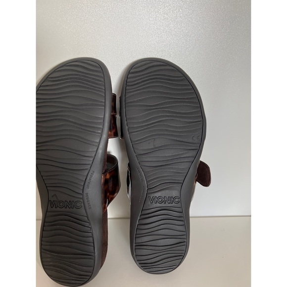 Vionic SKYLAR TORTOISE SHELL FAUX PATENT ORTHOPEDIC SLIDE - SIZE 9 - Picture 4 of 7